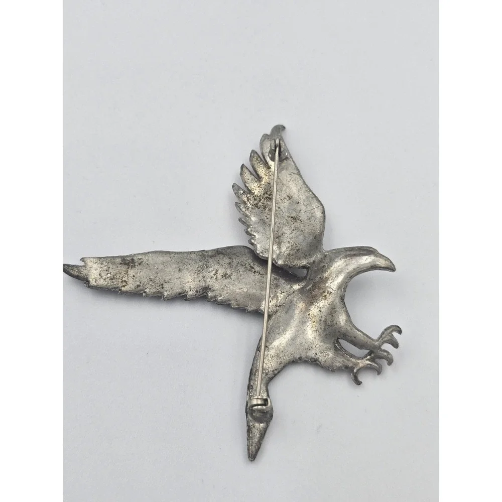 Vintage Patriotic WWII‎ Sweetheart Brooch Red White & Blue Eagle Figural Pot